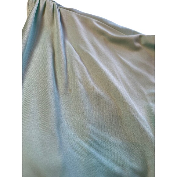 Vintage‎ 70s Dress Evening Gown Mint Green Long Maxi V Neck Empire Waist Flowy S - Picture 16 of 16